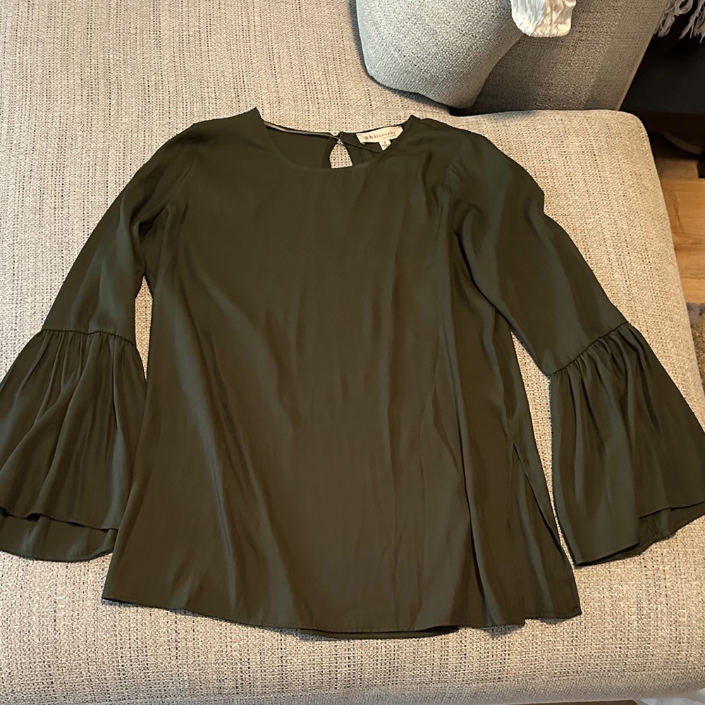 Philosophy Dark Green Bell Sleeve Blouse